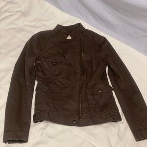 Banana Republic black asymmetric cotton biker chino jacket XS